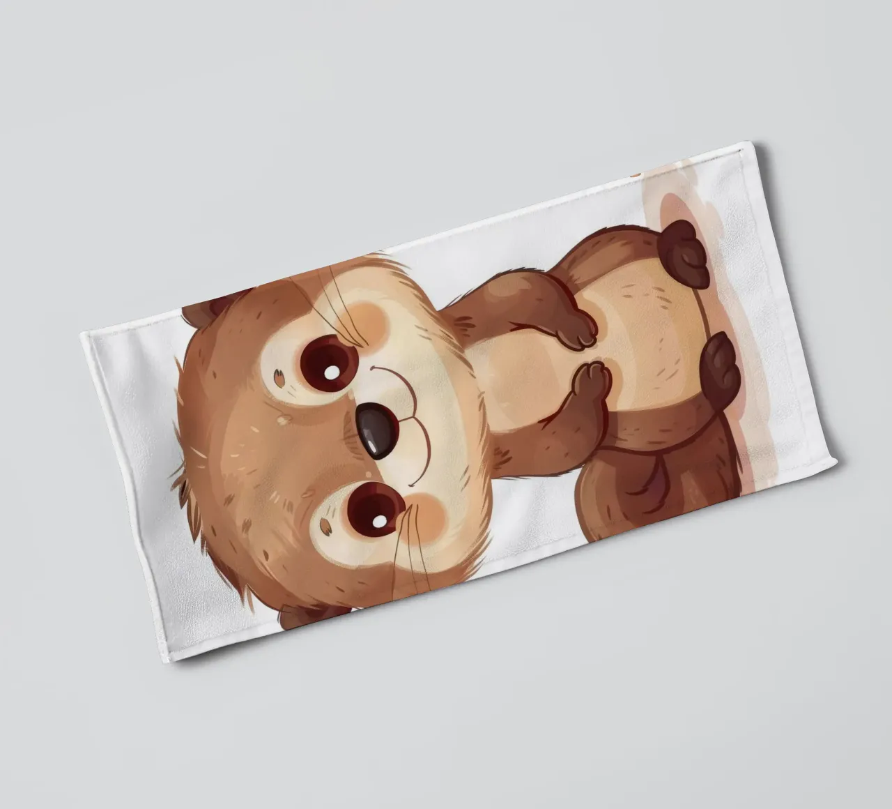Cute cartoon otter character standing with a friendly smile towel by DesignDoodle