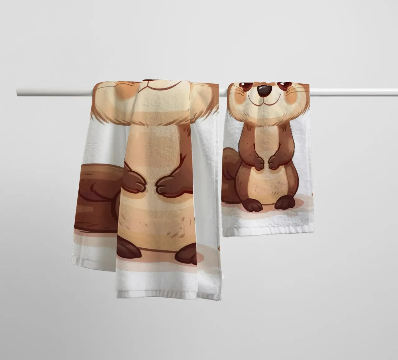 Cute cartoon otter character standing with a friendly smile towel by DesignDoodle