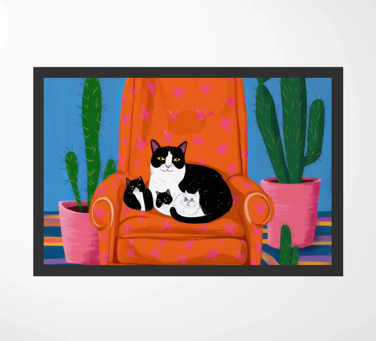 The Cactus Catnap doormat by Ink Pulse