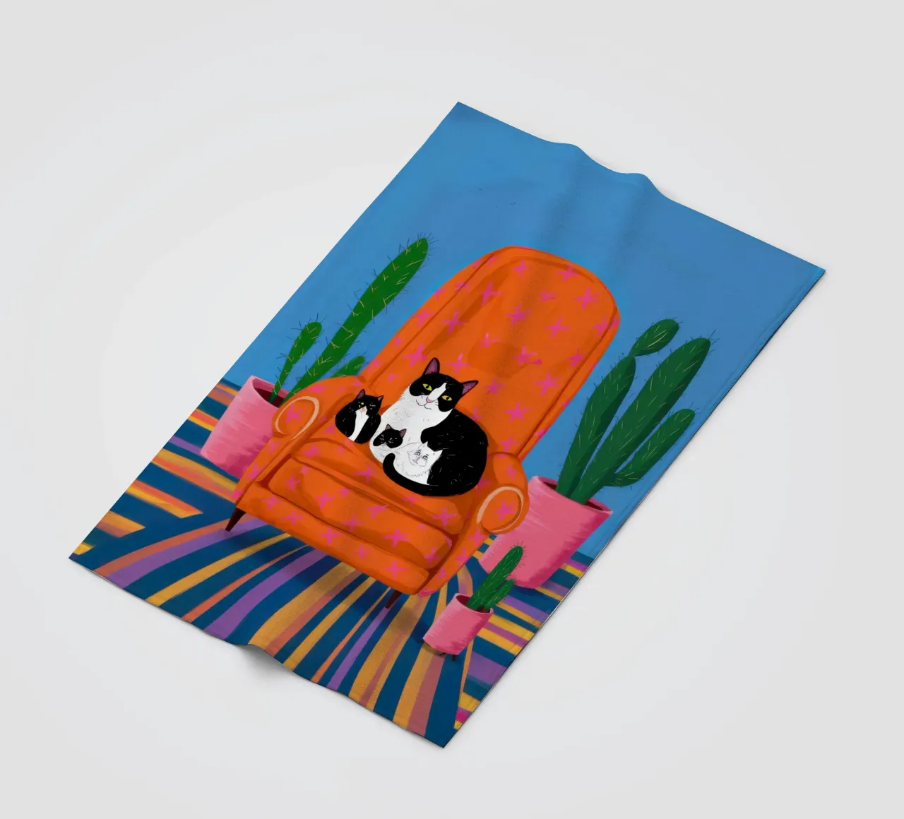 The Cactus Catnap fleece blanket by Ink Pulse