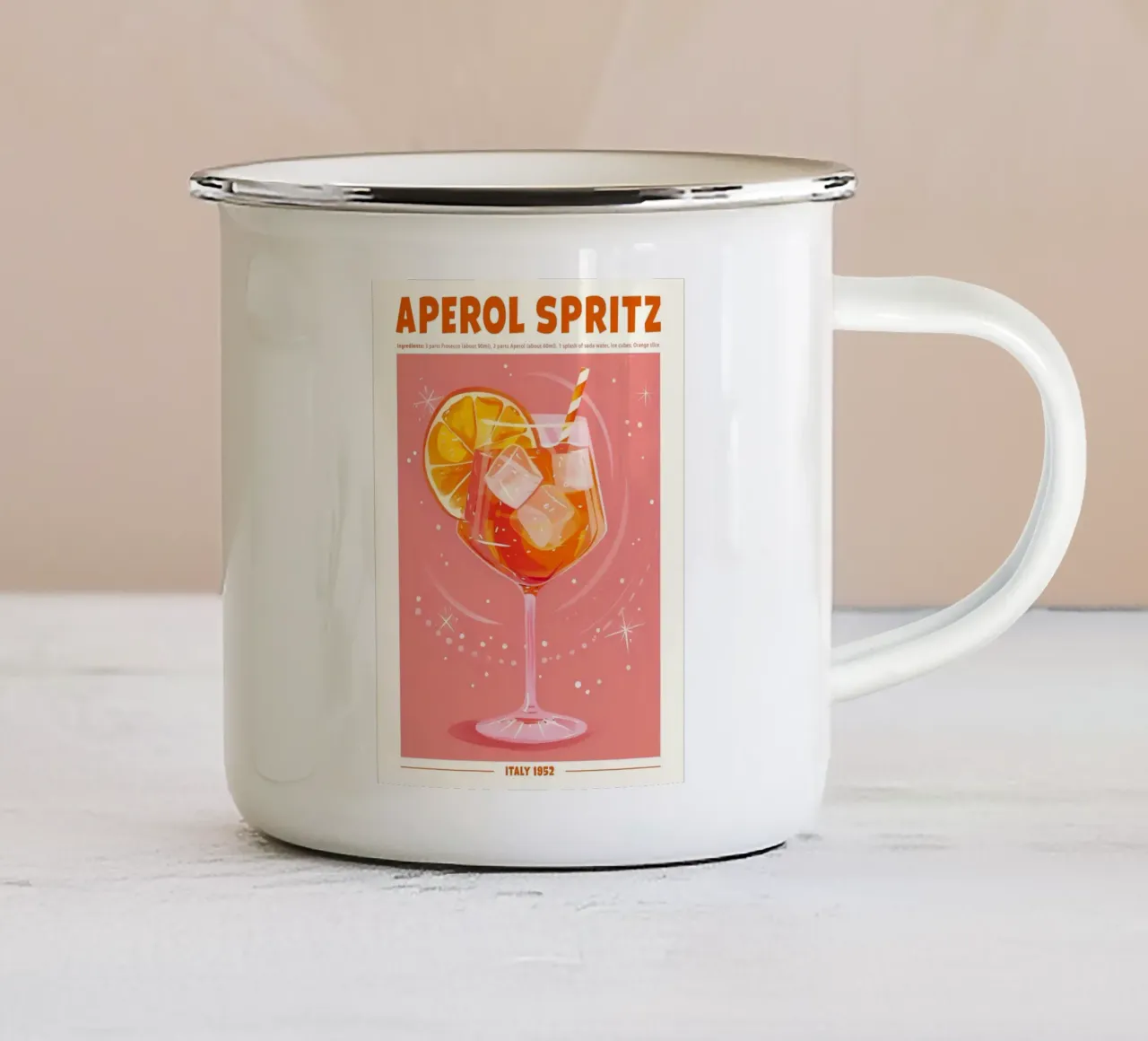 Aperol Spritz Italy 1952 enamel mug by janetlynn