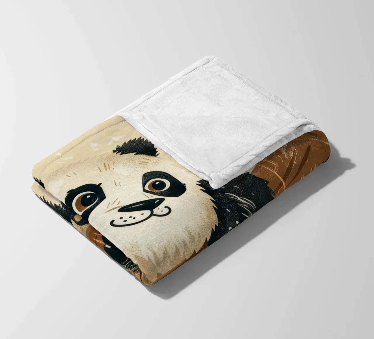 Un simpatico panda pende da un ramo circondato da foglie coperta in pile da DesignDoodle