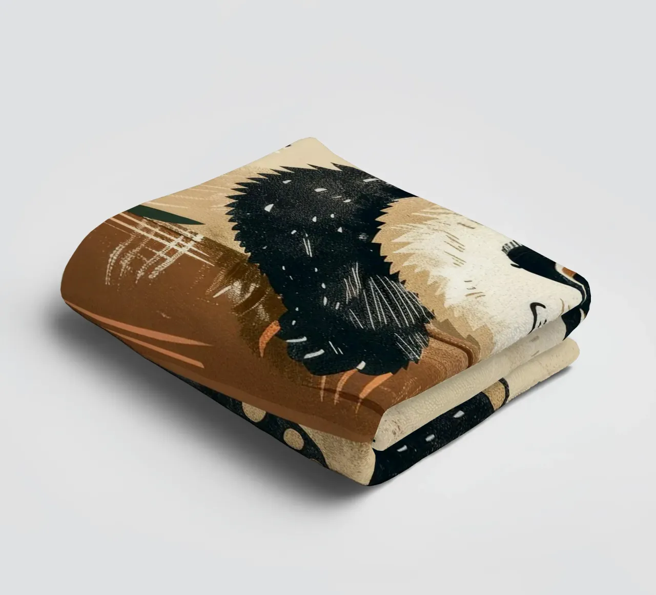 Cute panda hangs from a branch surrounded by leaves towel by DesignDoodle