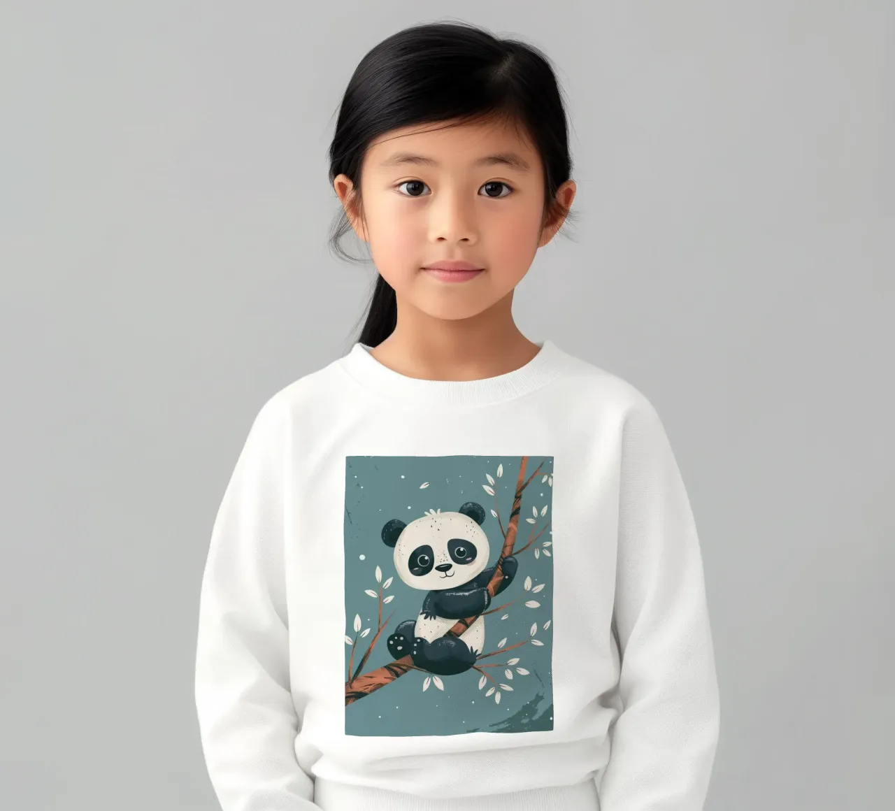 Carino il panda seduto su un ramo d'albero circondato da foglie in felpa bambino da DesignDoodle