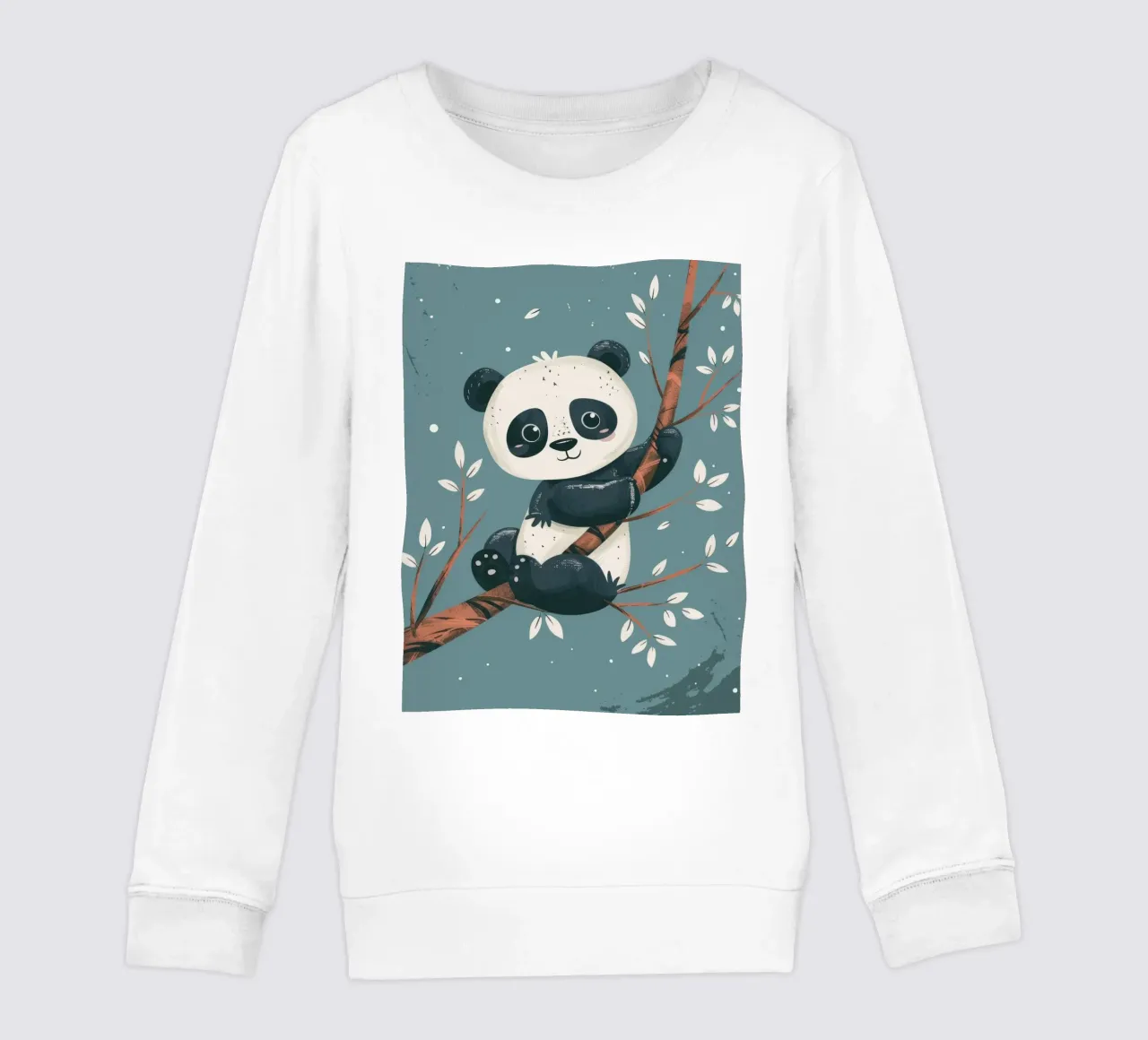 Carino il panda seduto su un ramo d'albero circondato da foglie in felpa bambino da DesignDoodle