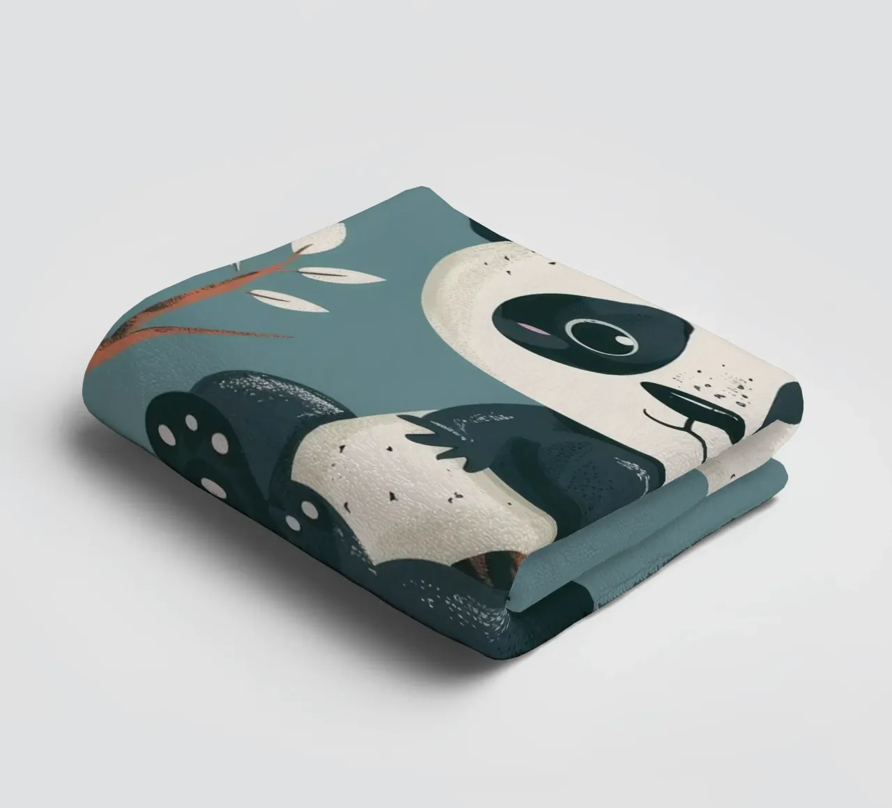 Cute panda sitting on a tree branch surrounded by leaves in towel by DesignDoodle