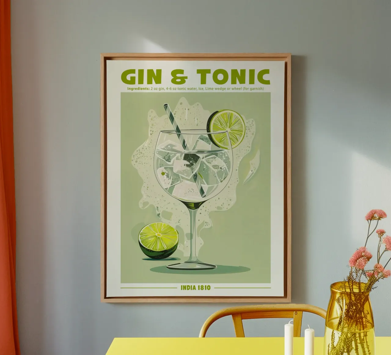 Gin & Tonic India 1810 tela con Cornice a cassetta da janetlynn