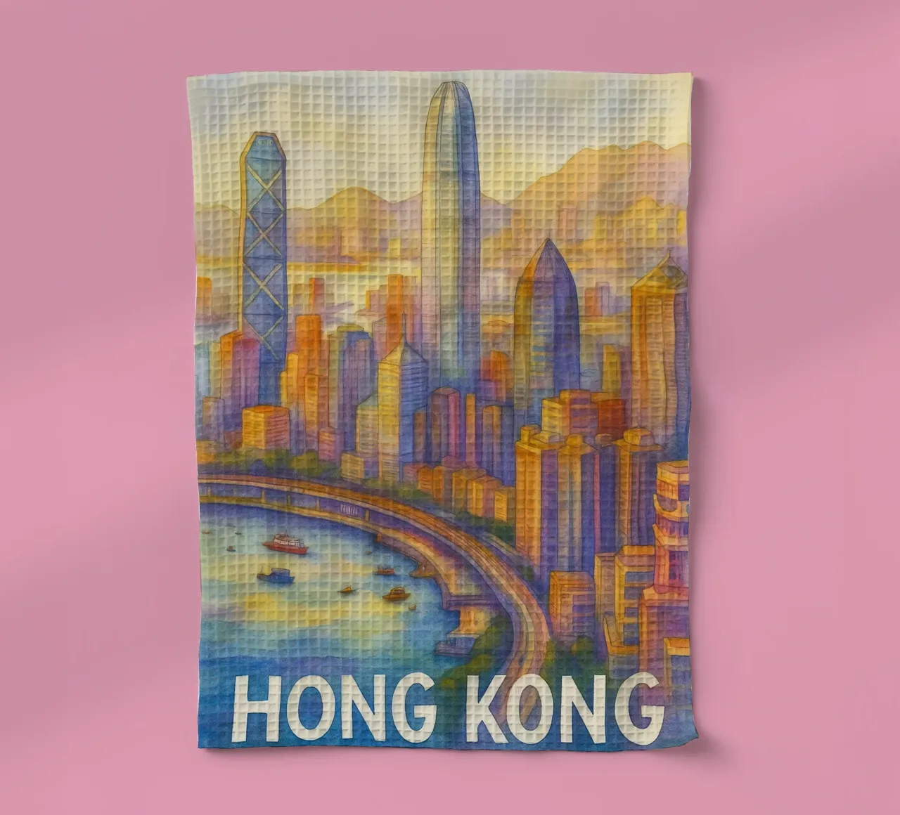 L'imagination picturale de Hong Kong torchon de Diamond