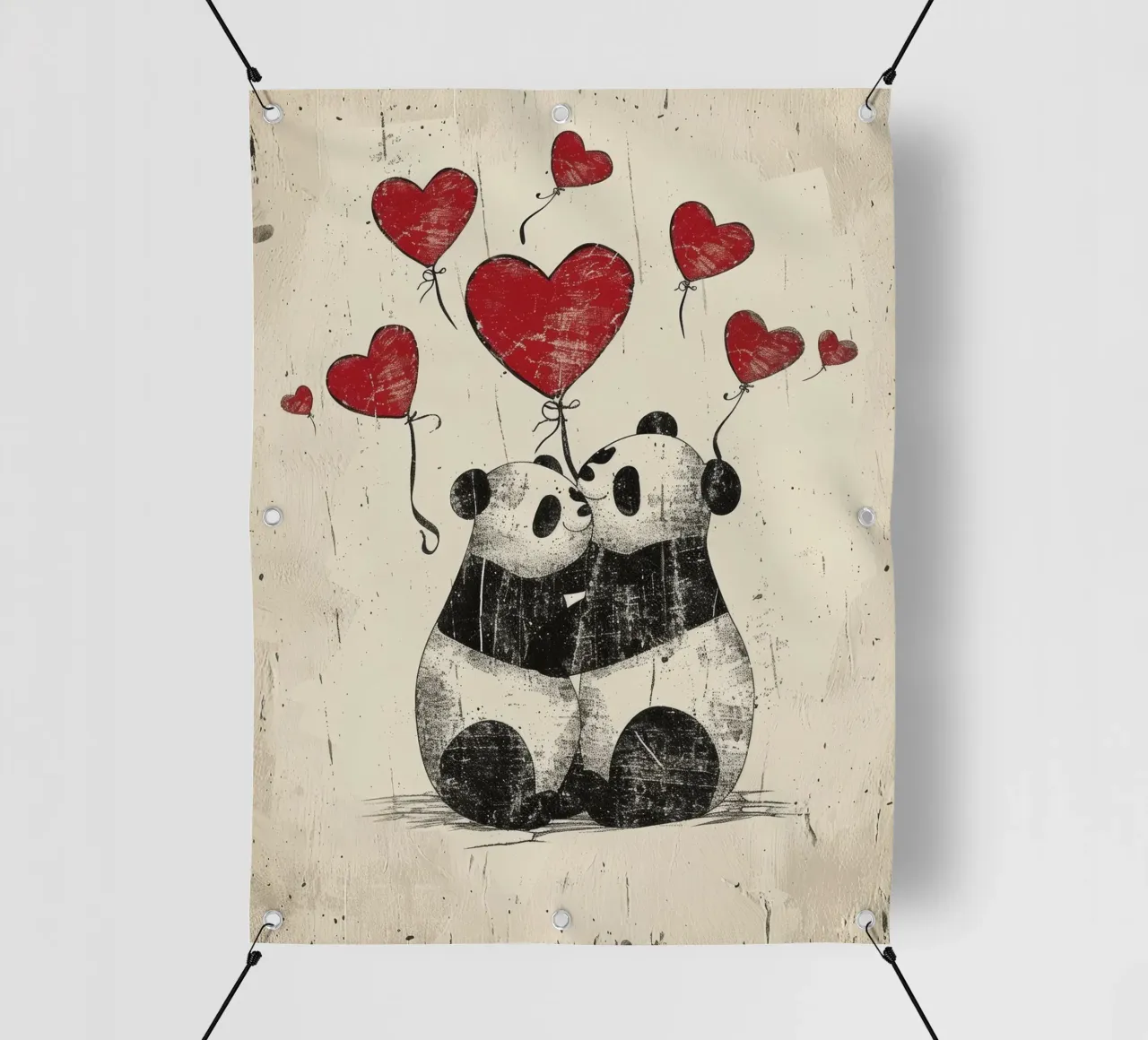 Pandas exchanging affection with heart-shaped balloons pvc cover by DesignDoodle