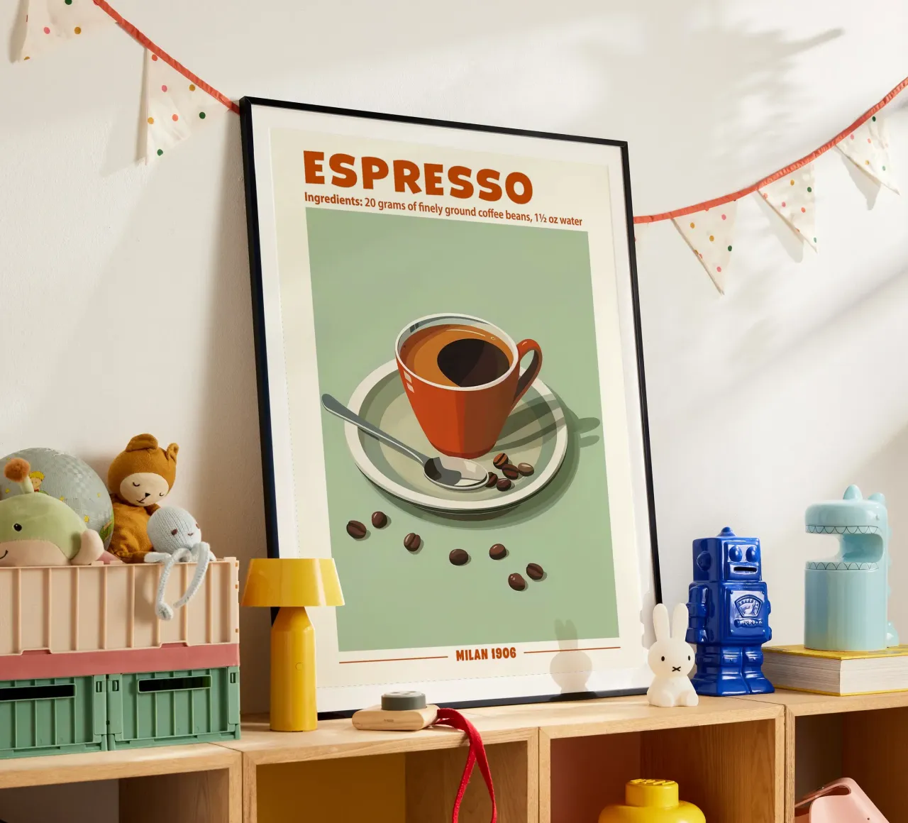 Espresso Milan 1906 poster with wooden frame by janetlynn