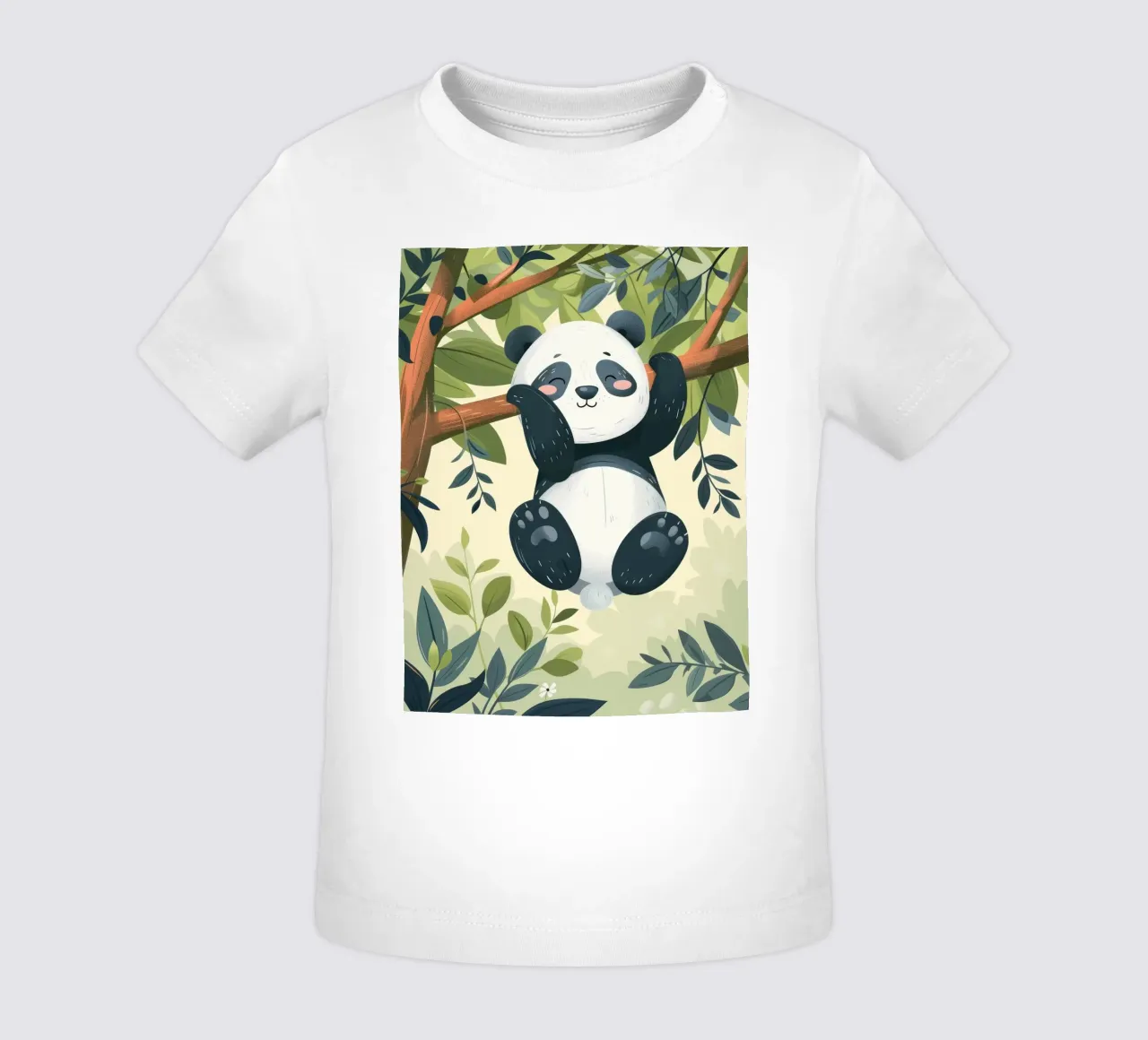 Tenero cucciolo di panda appeso a un ramo d'albero in un ambiente verde e rigoglioso maglietta neonato da DesignDoodle