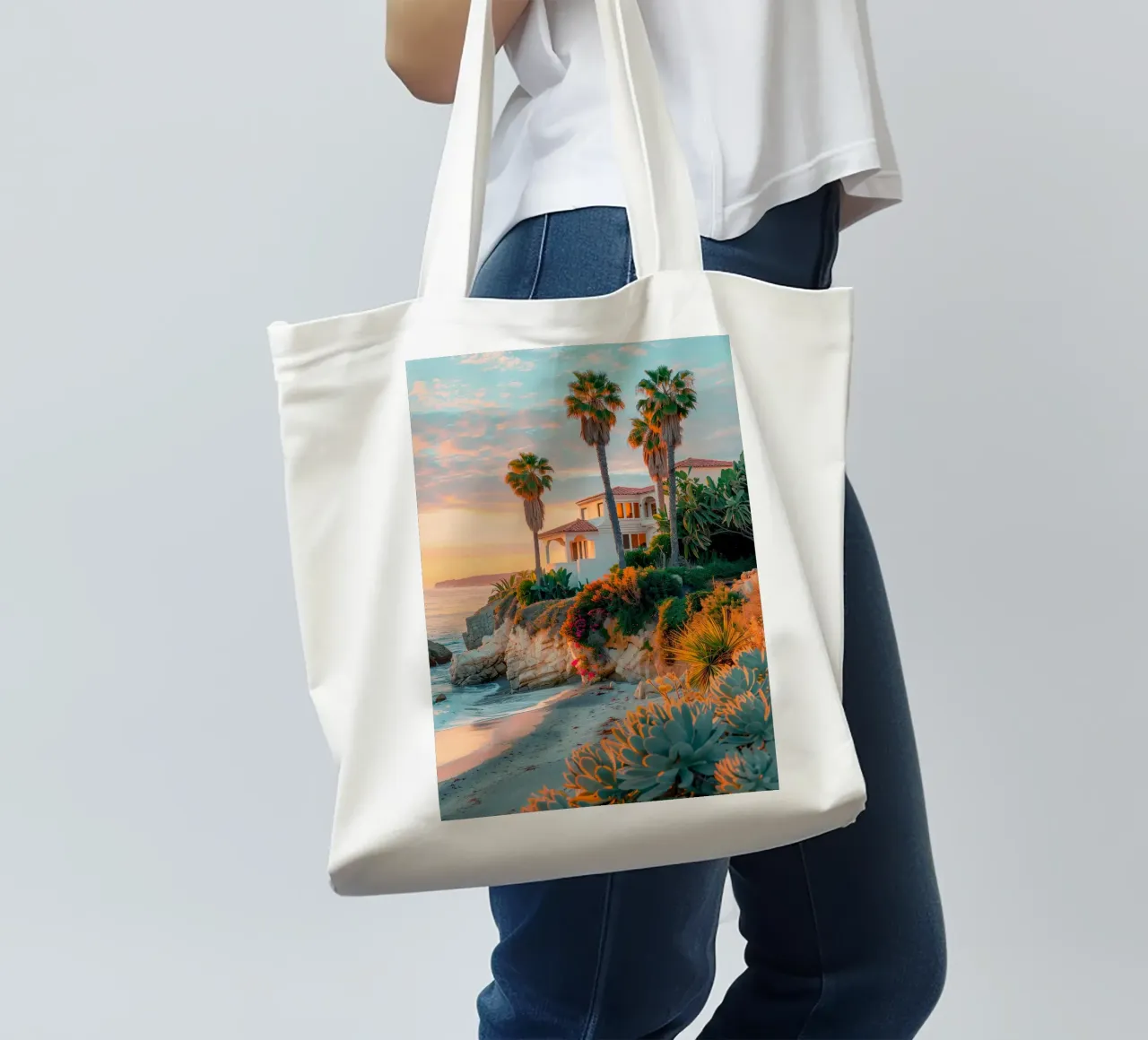 Laguna Sunset Jutebeutel von robertmotoiart