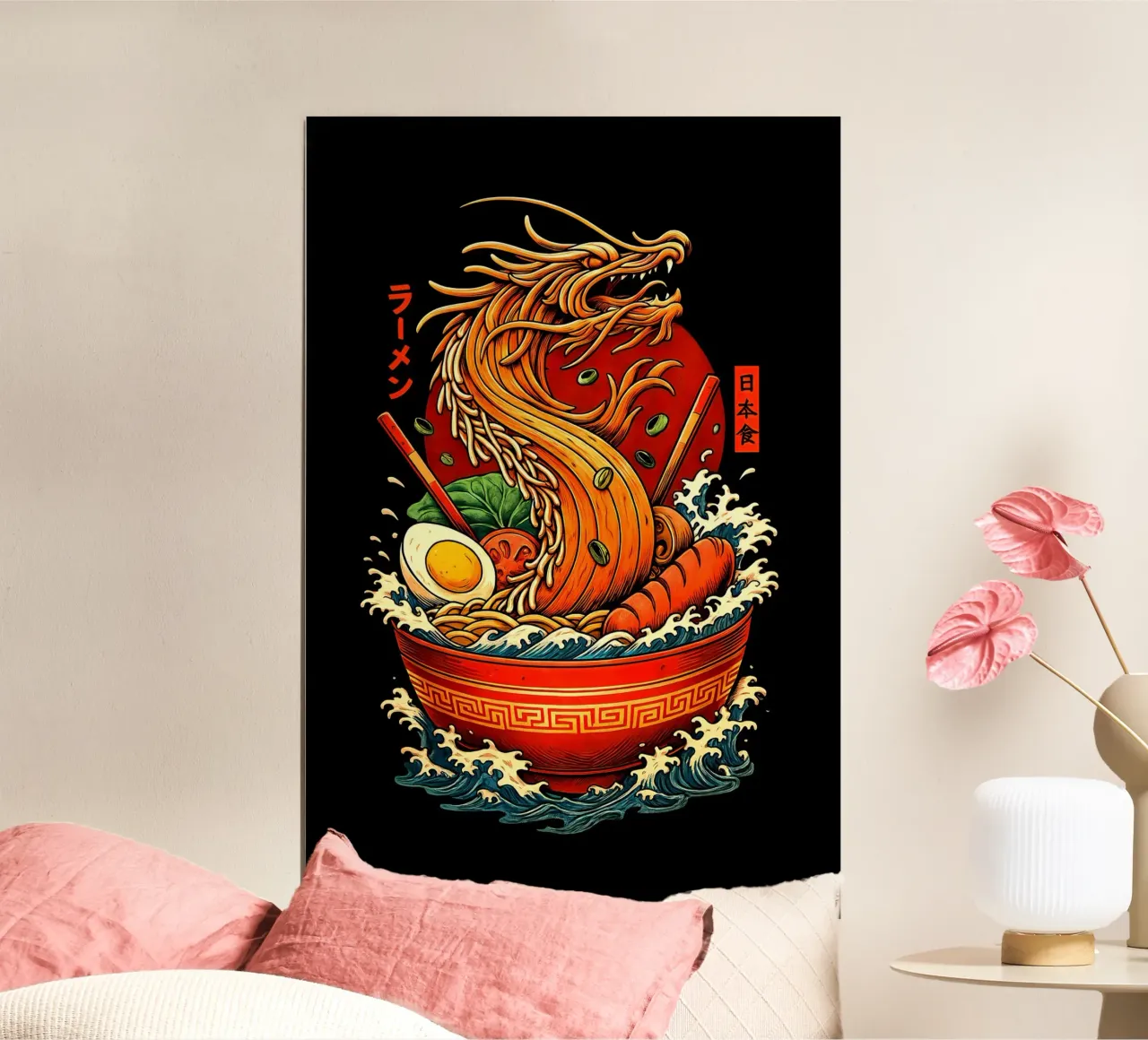 Ramen Noodles Dragon poster con telaio in plastica da Jeff Studio