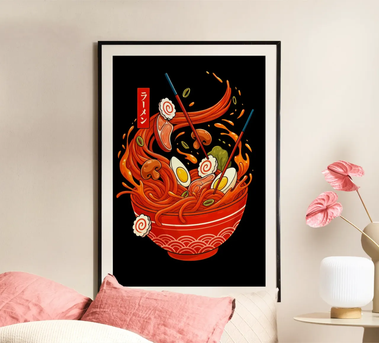 Ramen Noodles poster con telaio in plastica da Jeff Studio