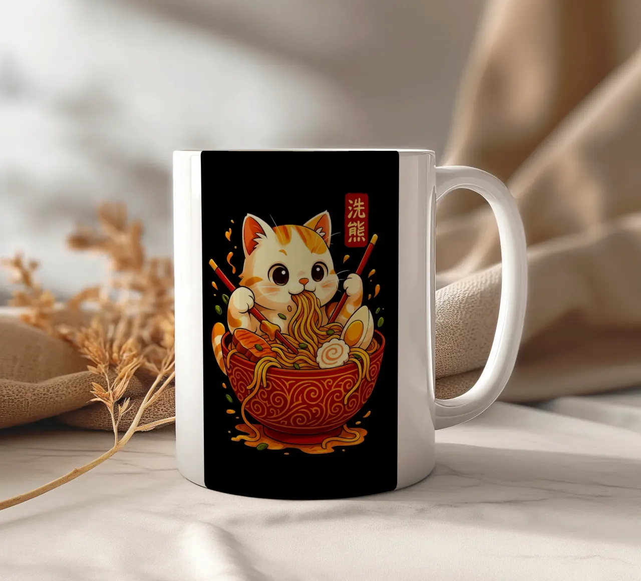 Ramen Noodles Cat tazza in ceramica da Jeff Studio