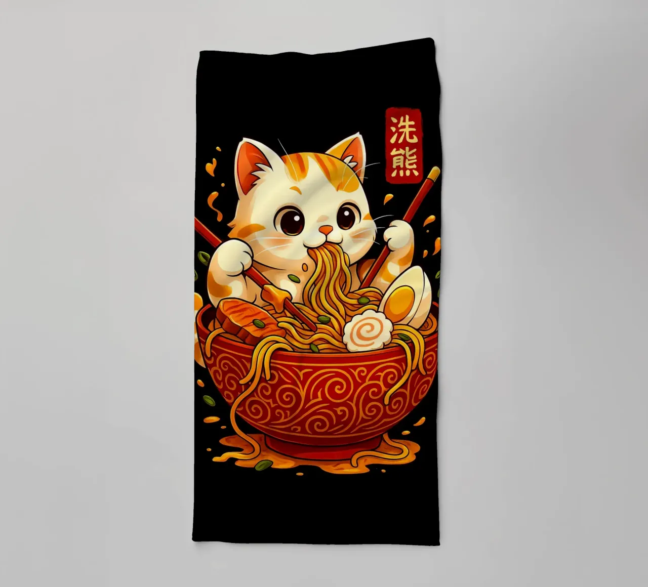 Ramen Noodles Cat asciugamano da bagno da Jeff Studio