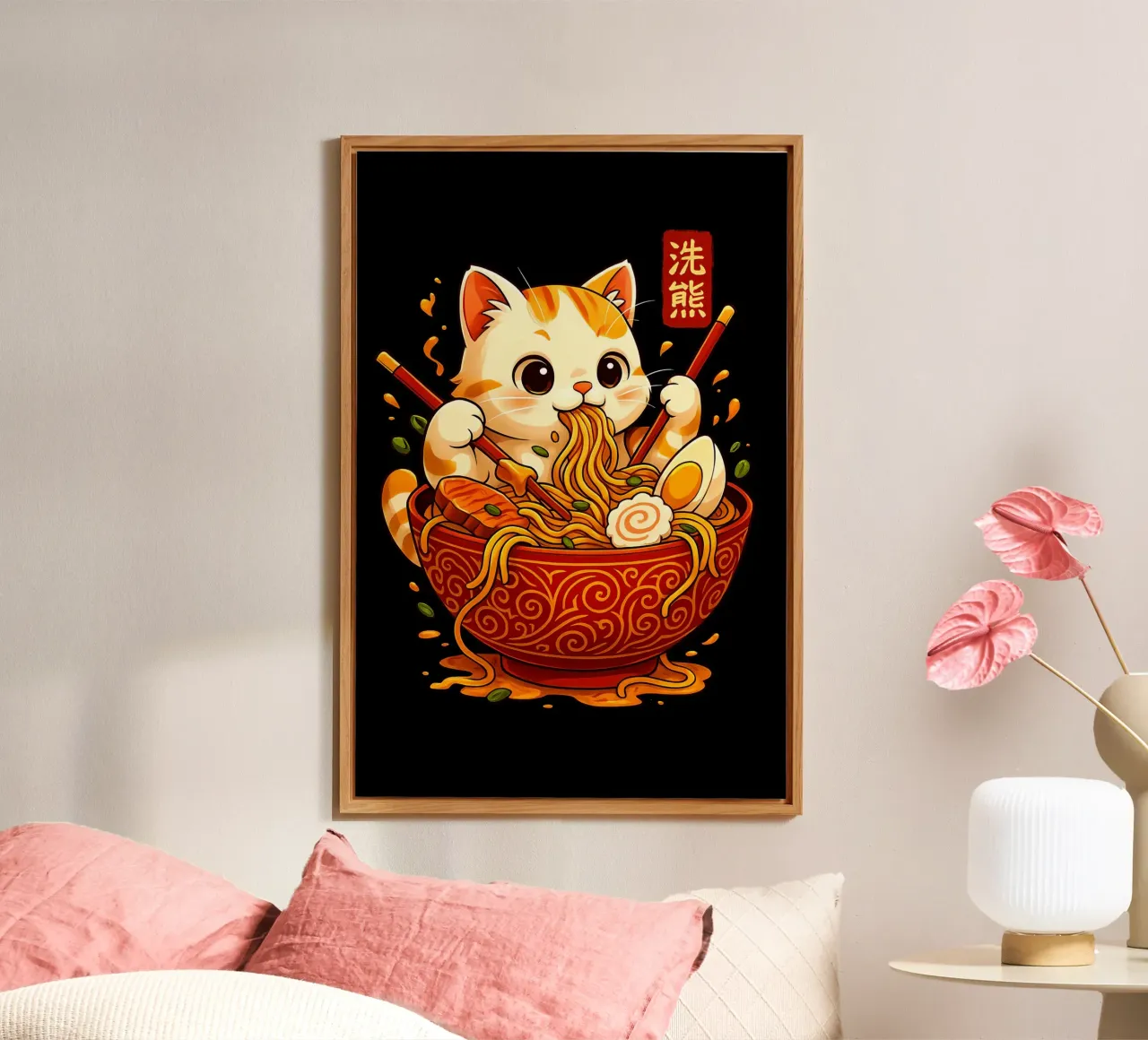Ramen Noodles Cat alluminio dibond da Jeff Studio