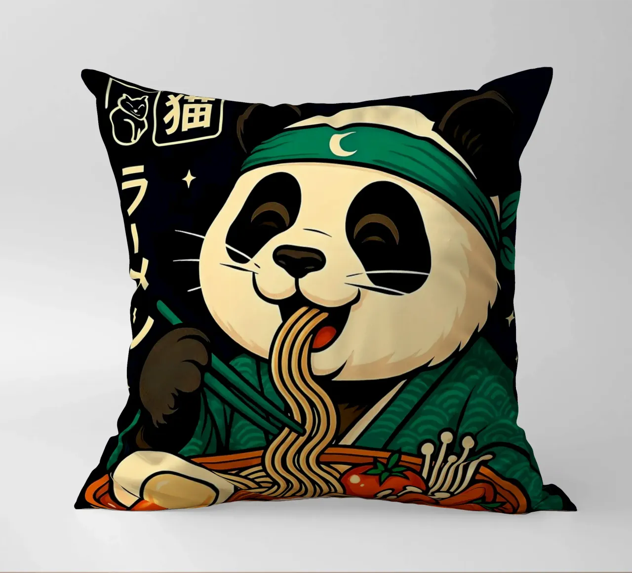 Ramen Noodles Panda cuscino da Jeff Studio