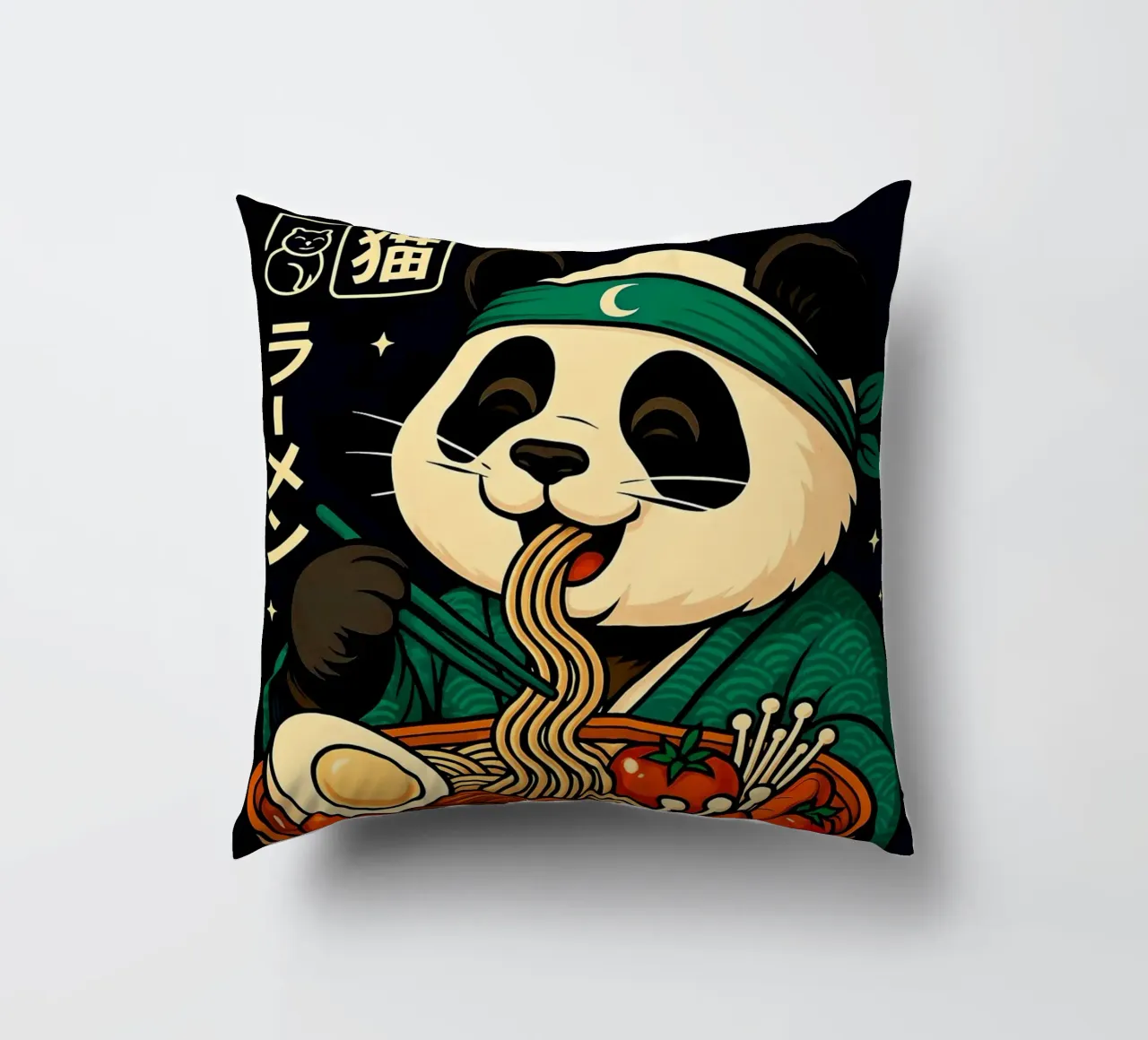 Ramen Noodles Panda cuscino da Jeff Studio