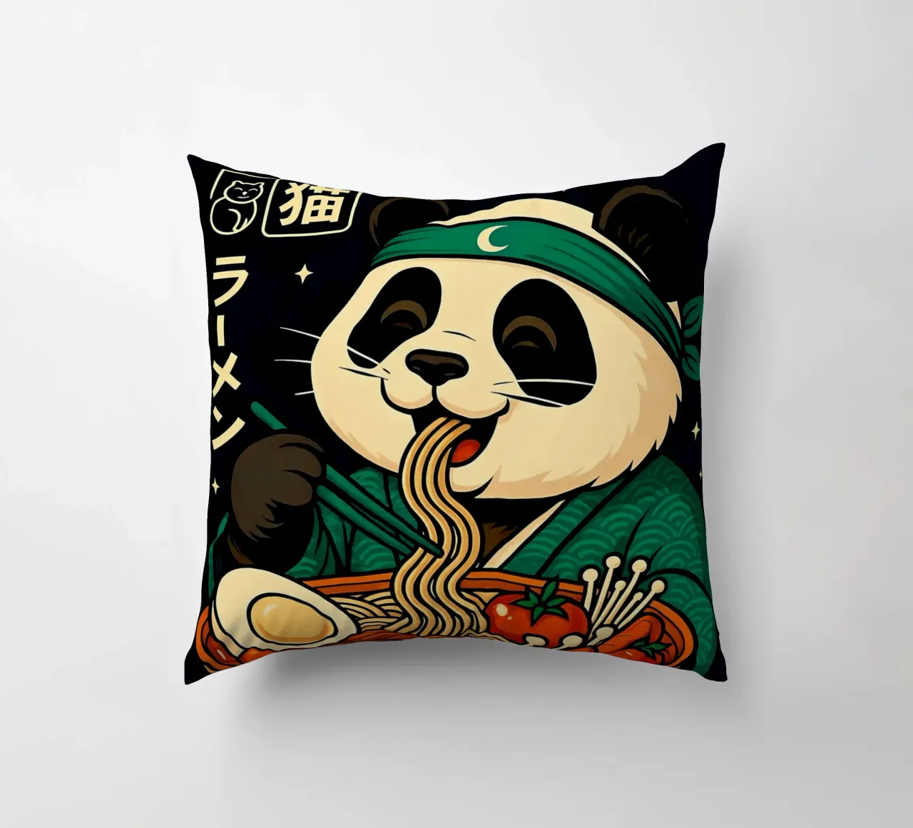 Ramen Noodles Panda cuscino da Jeff Studio