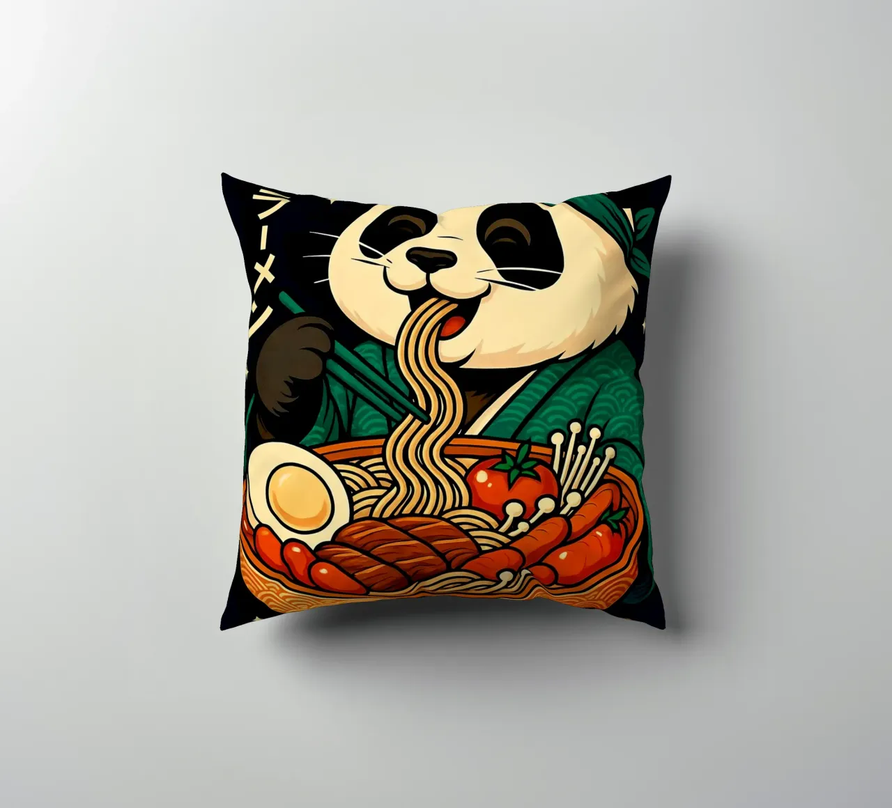 Ramen Noodles Panda cuscino da Jeff Studio