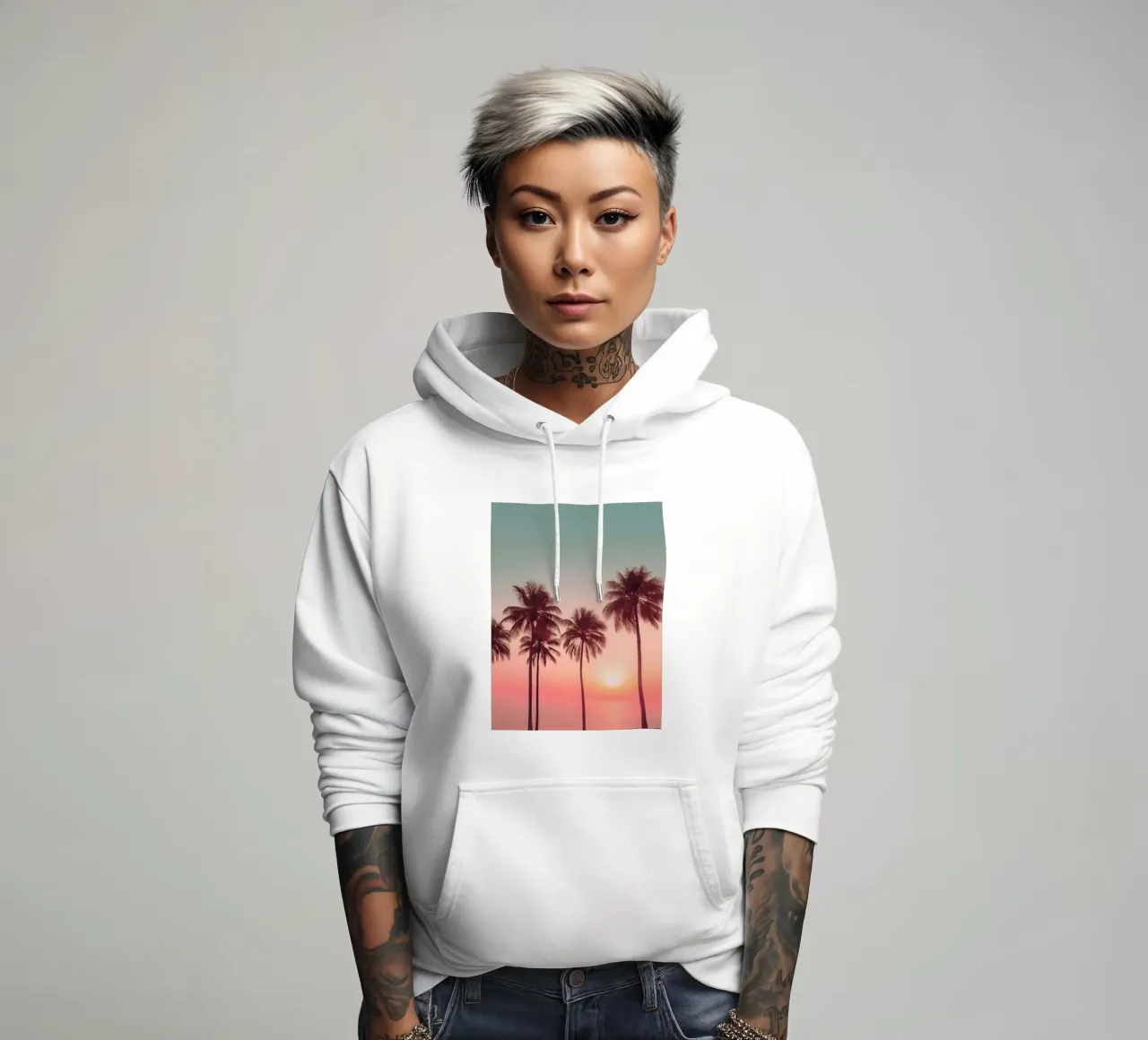 Palm Sunset felpa con cappuccio da lennytravers