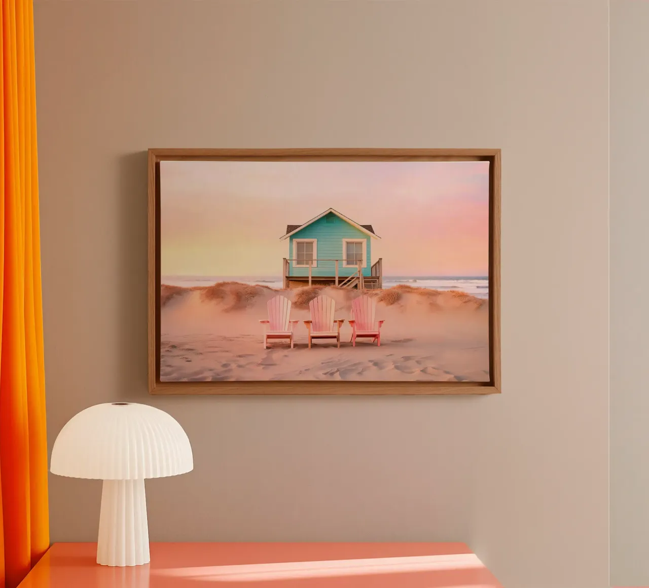Pastel Beach canvas met Baklijst van lennytravers