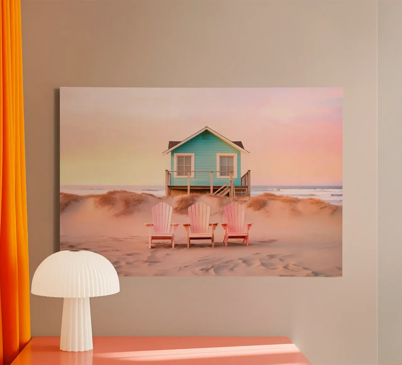 Pastel Beach canvas met Baklijst van lennytravers