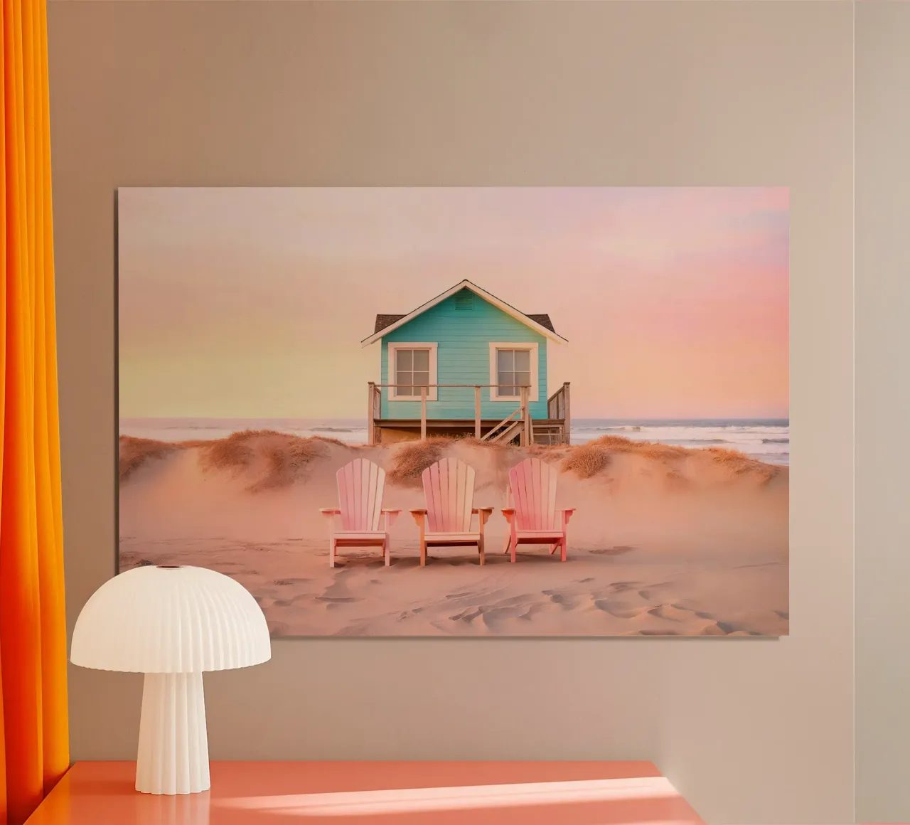 Pastel Beach poster con telaio in plastica da lennytravers