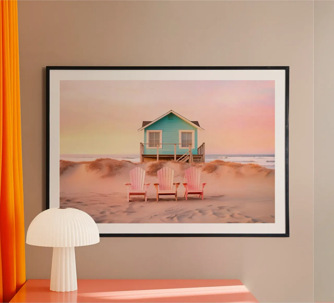 Pastel Beach poster con telaio in plastica da lennytravers