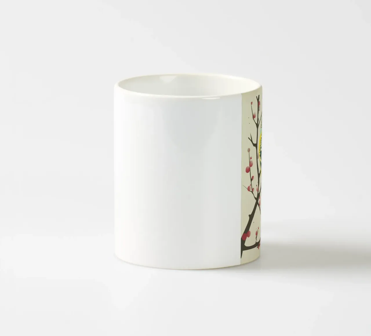 Il pappagallino appollaiato su un ramo in mezzo ai fiori tazza in ceramica da DesignDoodle