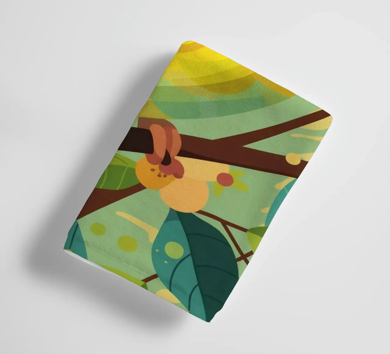 Budgerigar perched on a branch surrounded by leaves and flow towel by DesignDoodle