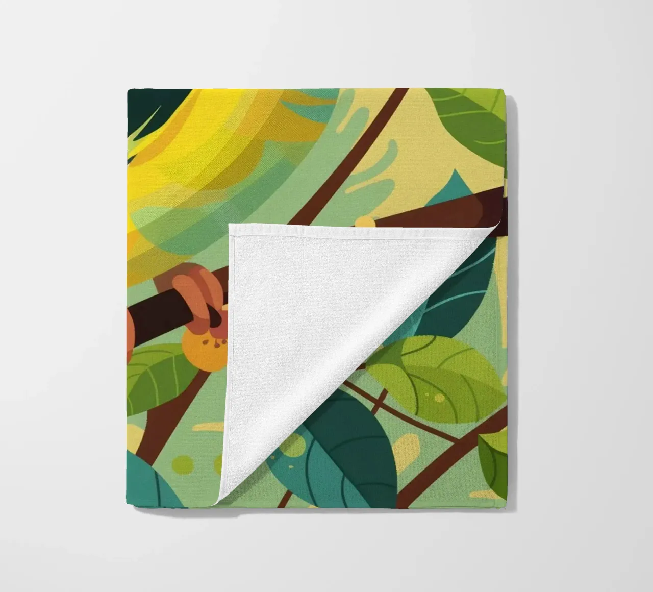 Budgerigar perched on a branch surrounded by leaves and flow beach towel by DesignDoodle