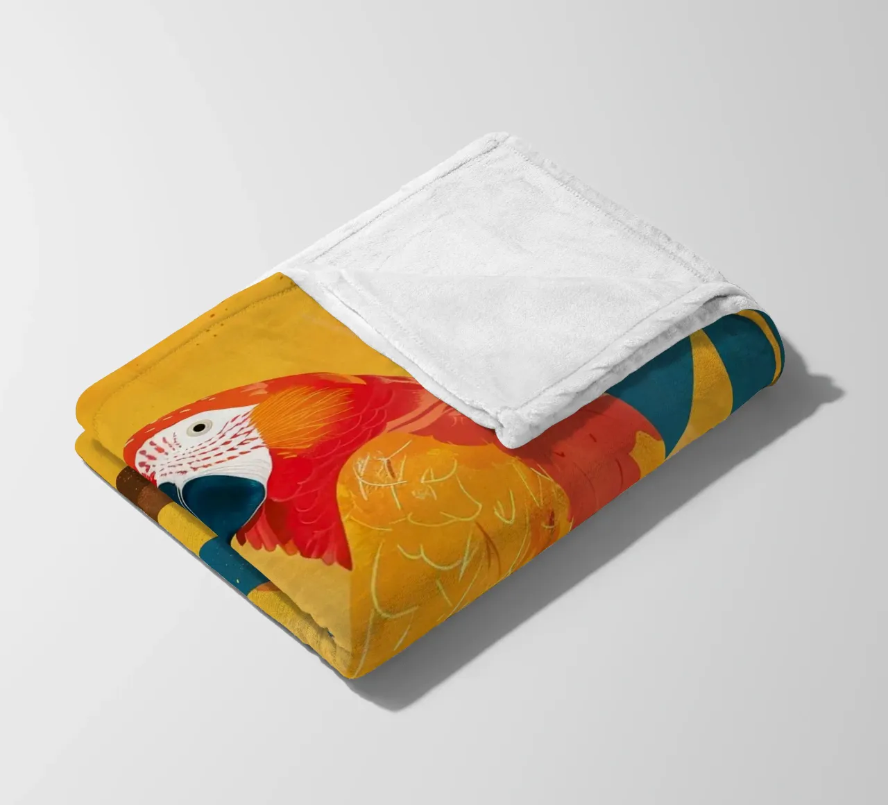 Macao appollaiato su un ramo circondato da fogliame tropicale coperta in pile da DesignDoodle