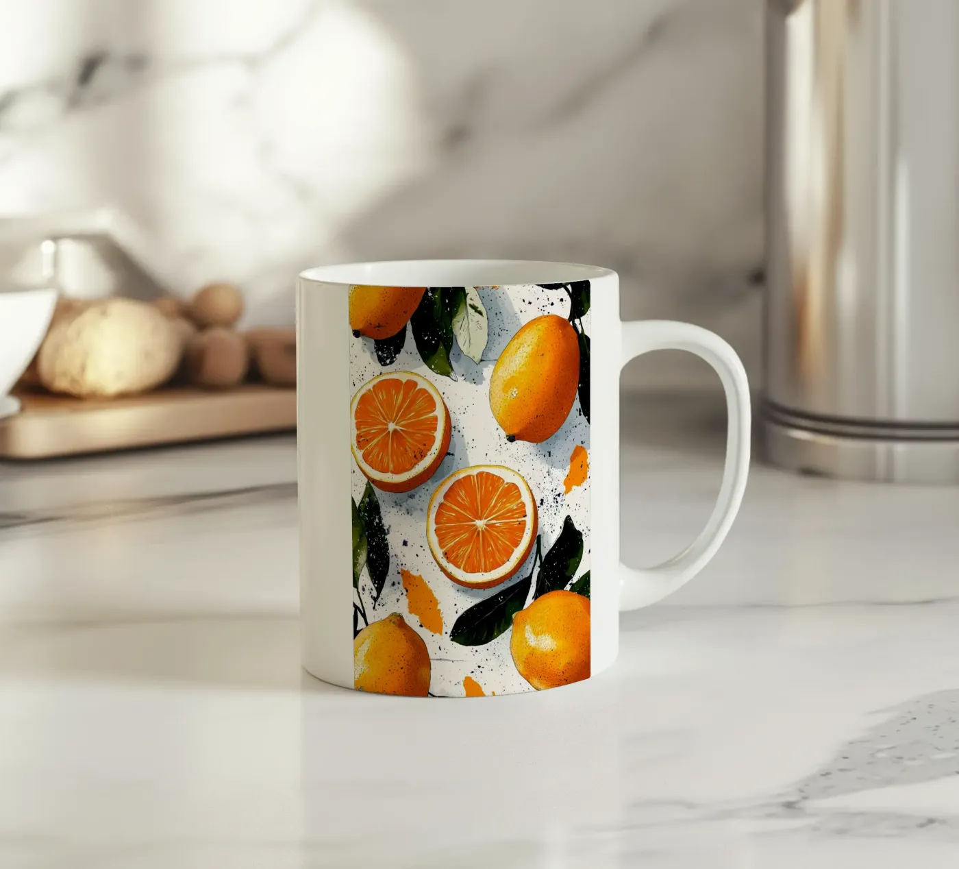 Oranges ceramic mug by Justyna Jaszke JBJart