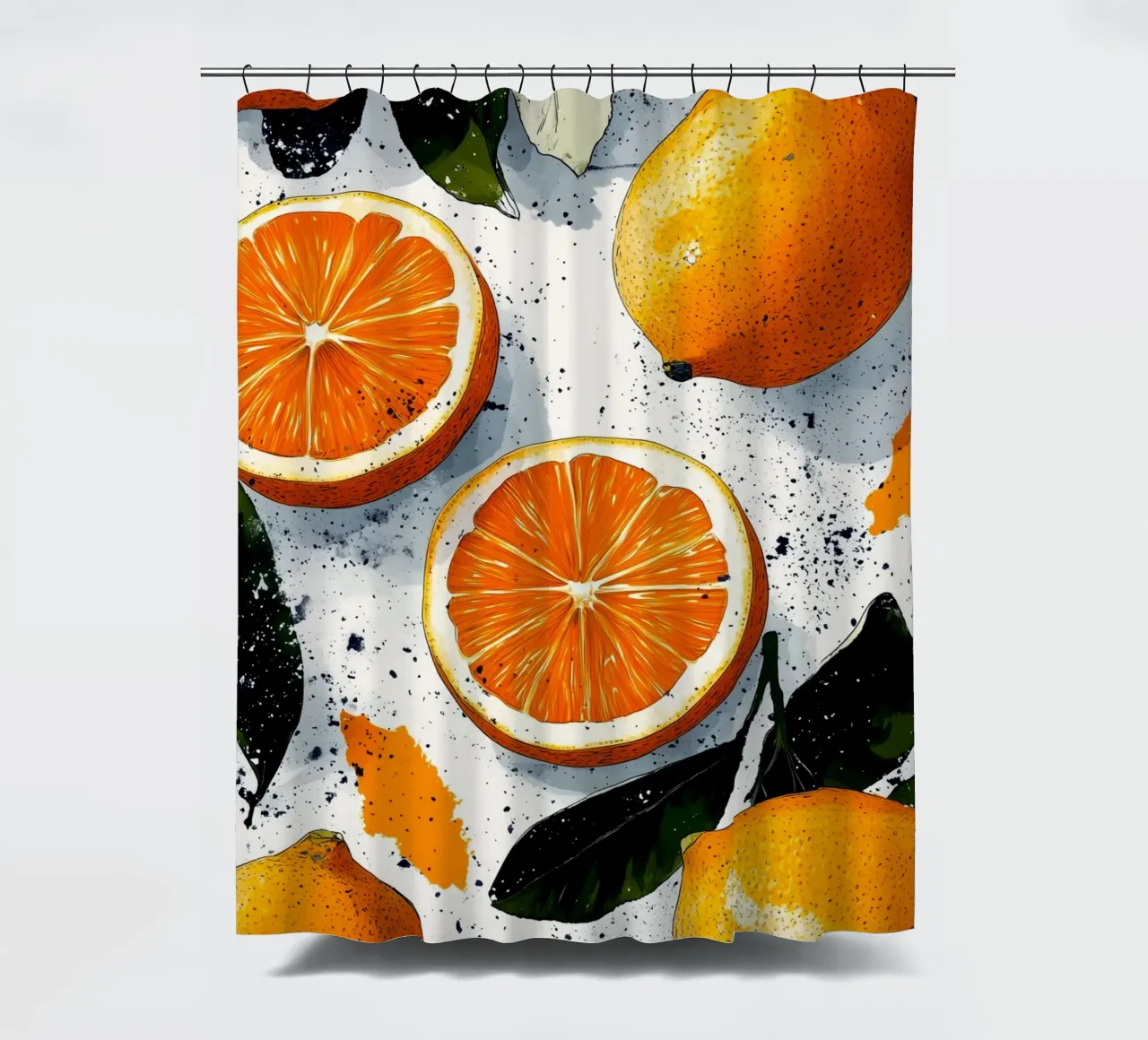 Oranges shower curtain by Justyna Jaszke JBJart