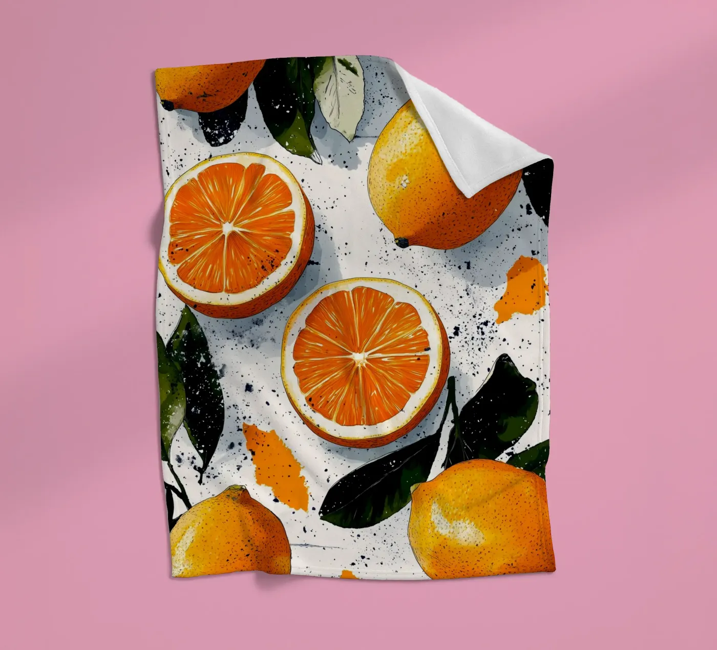 Oranges fleece blanket by Justyna Jaszke JBJart