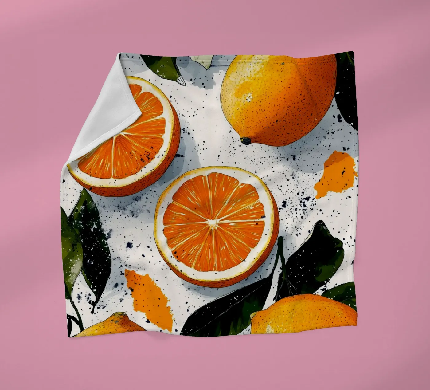 Oranges fleece blanket by Justyna Jaszke JBJart