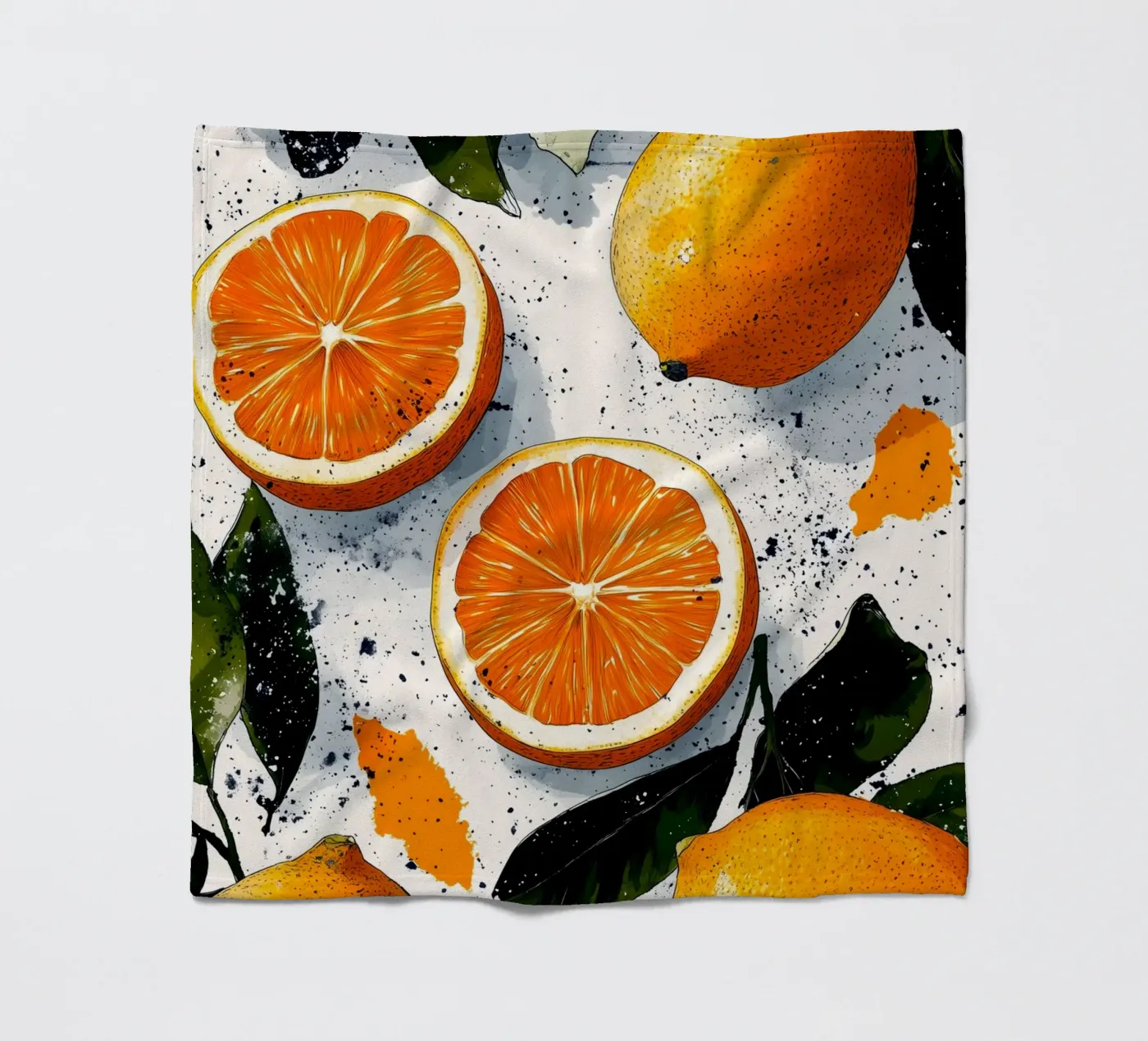 Oranges fleece blanket by Justyna Jaszke JBJart
