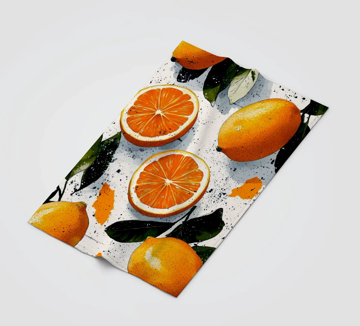 Oranges fleece blanket by Justyna Jaszke JBJart