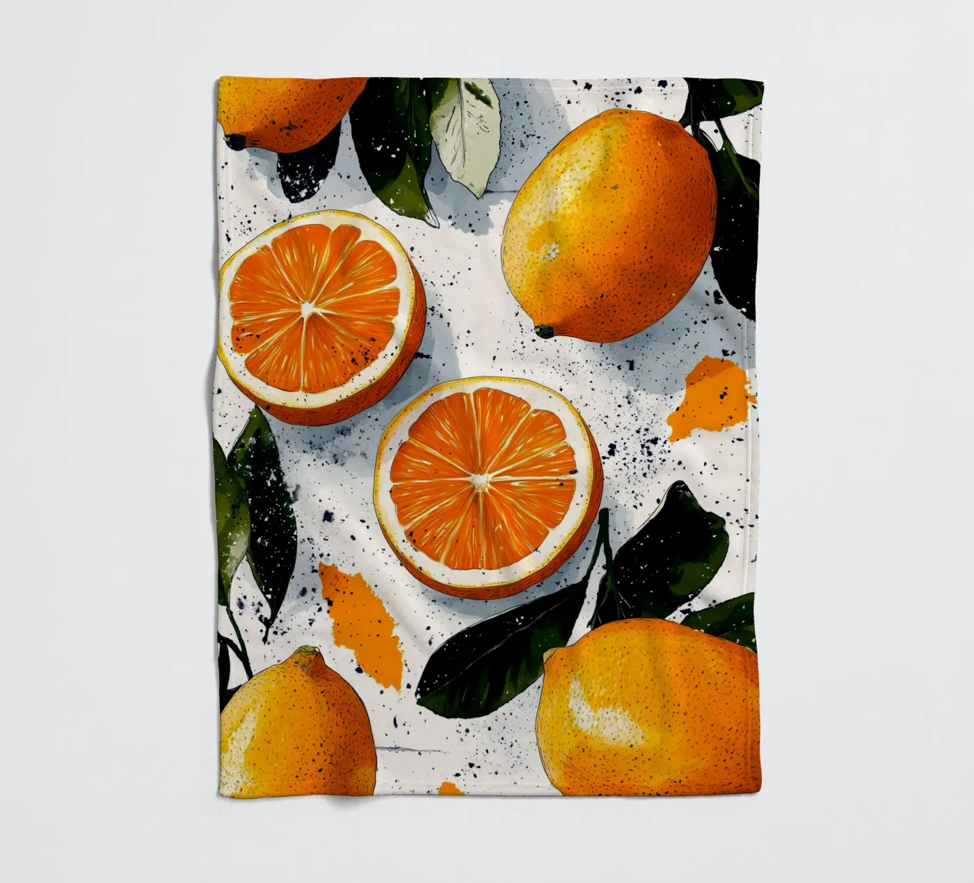 Oranges fleece blanket by Justyna Jaszke JBJart