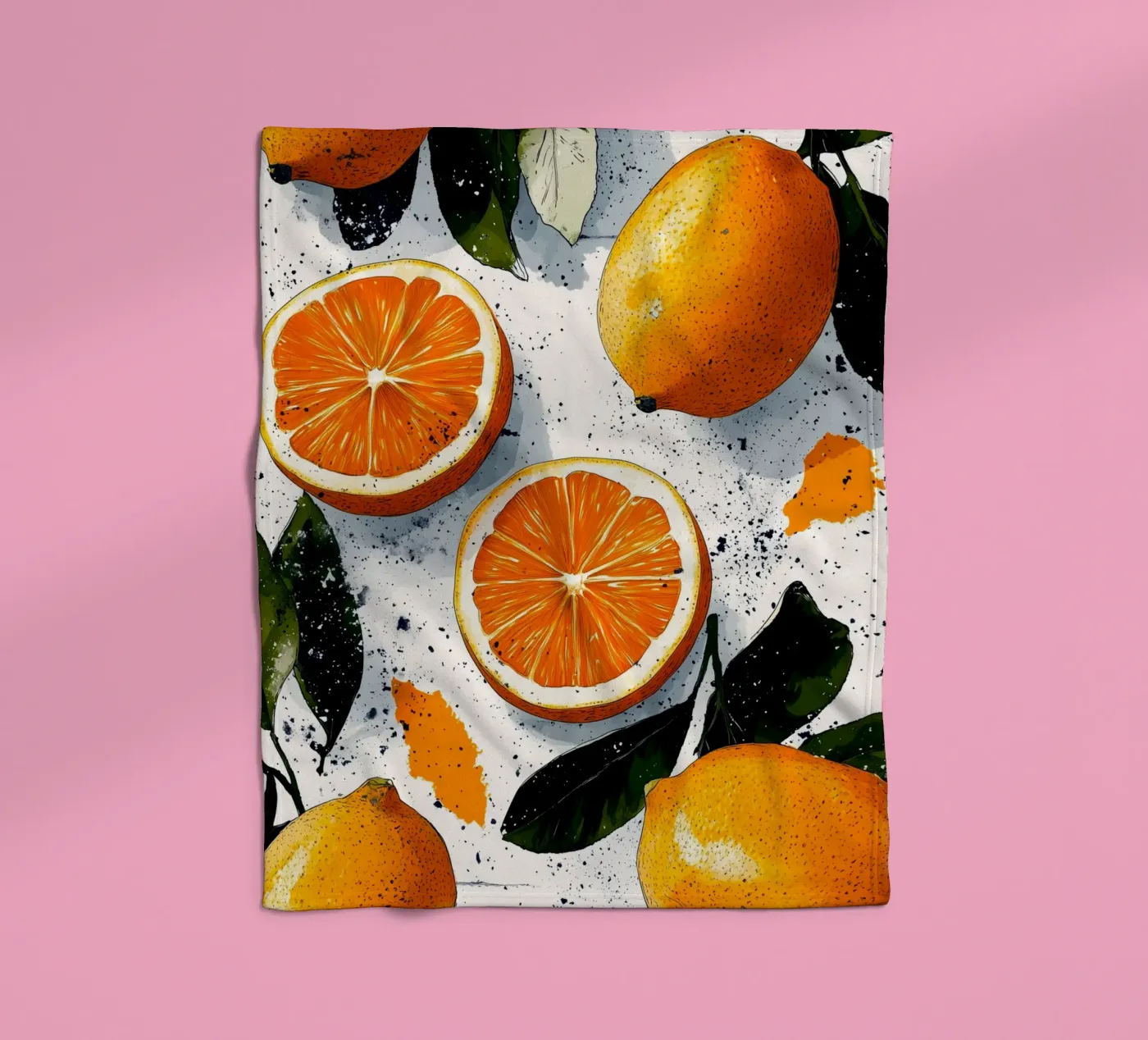 Orangen Fleecedecke von Justyna Jaszke JBJart