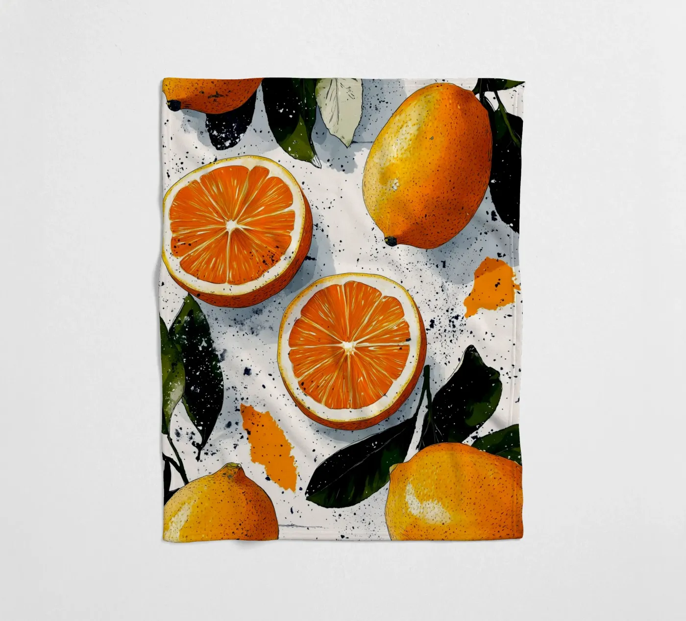 Orangen Fleecedecke von Justyna Jaszke JBJart