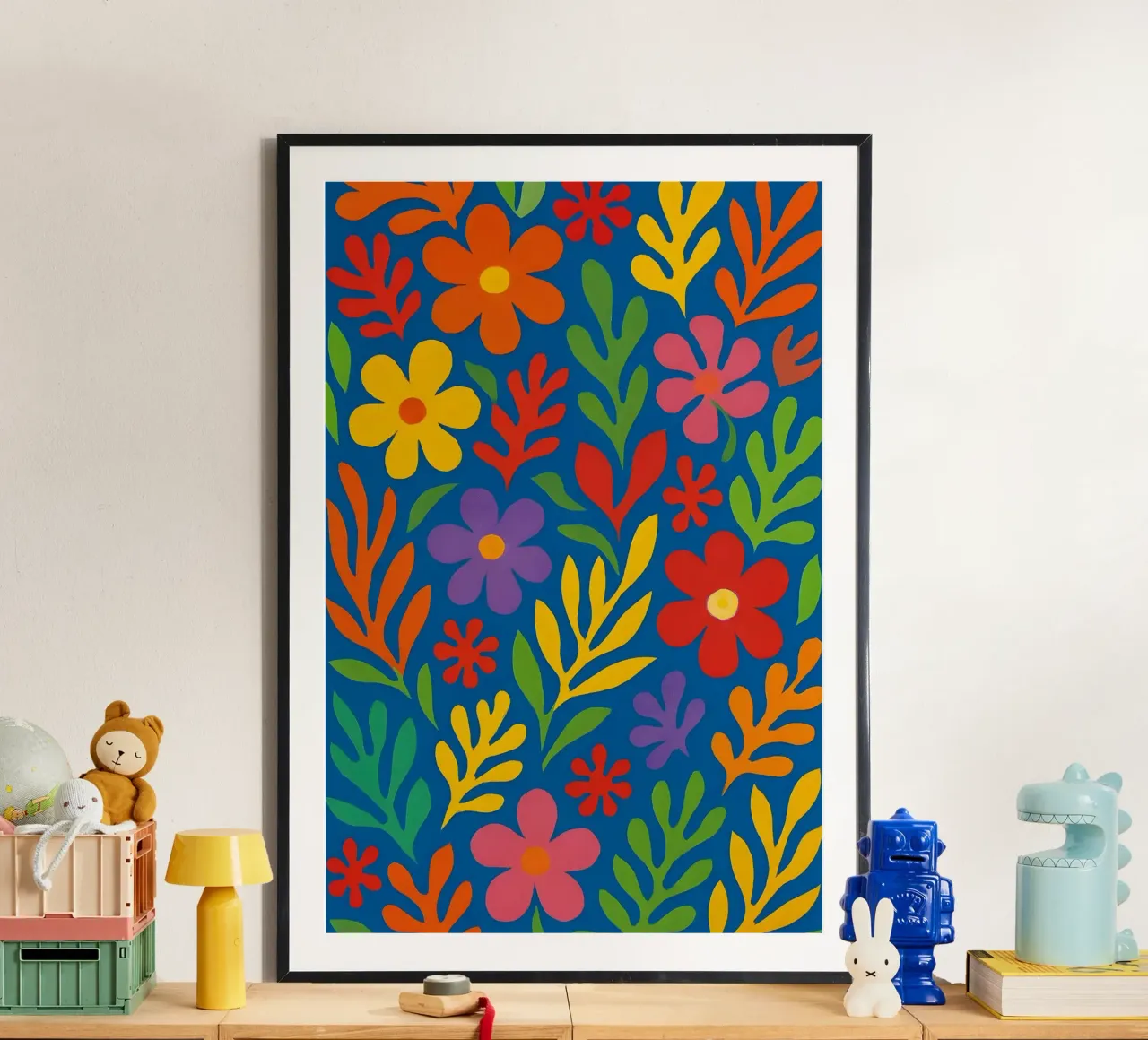Happy Flowers poster with aluminum frame by Sunflower Soul Studio