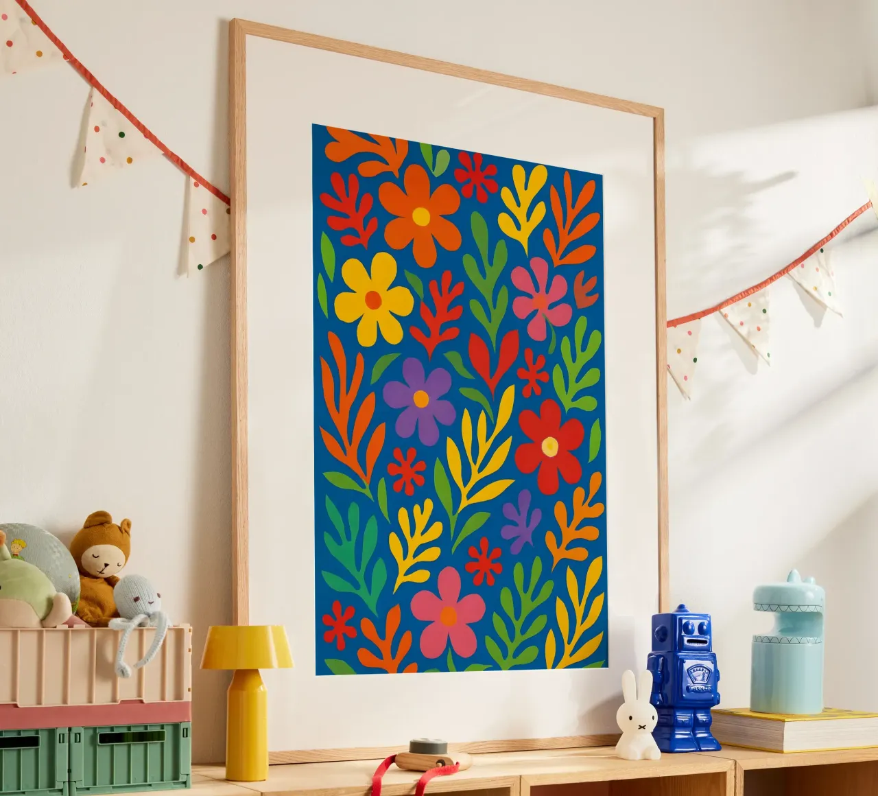 Happy Flowers poster with aluminum frame by Sunflower Soul Studio