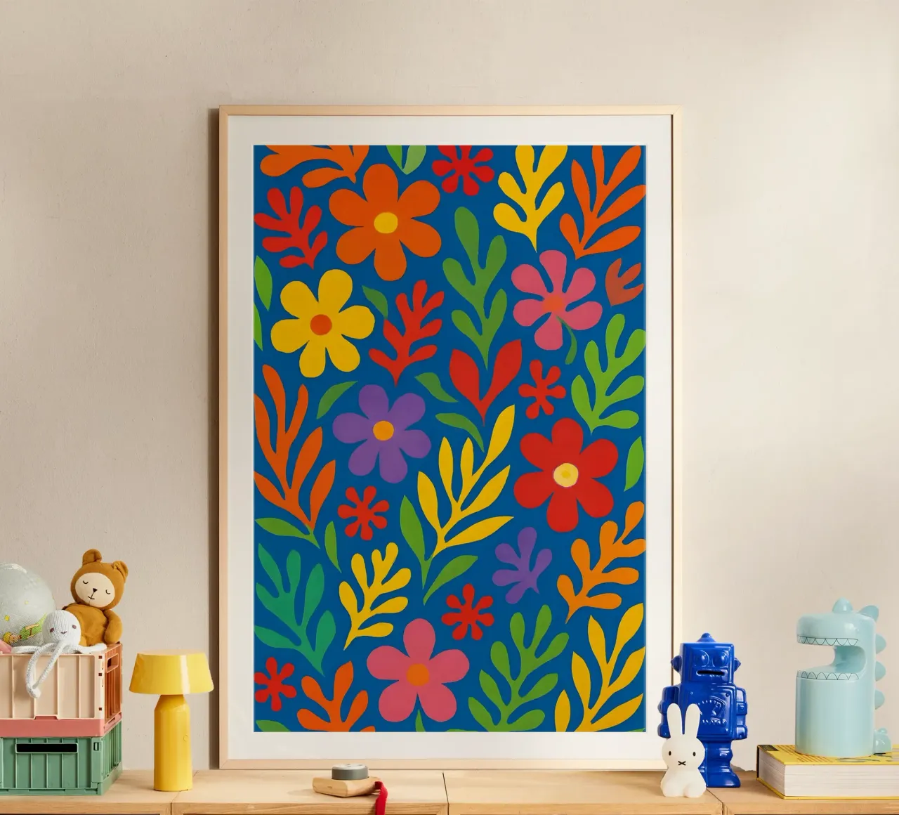 Happy Flowers poster with aluminum frame by Sunflower Soul Studio
