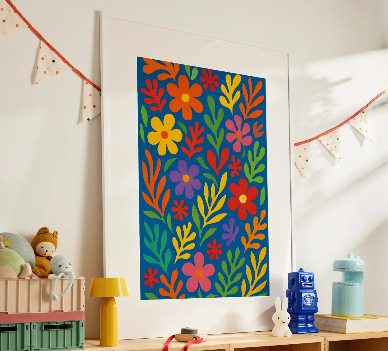 Happy Flowers poster with aluminum frame by Sunflower Soul Studio