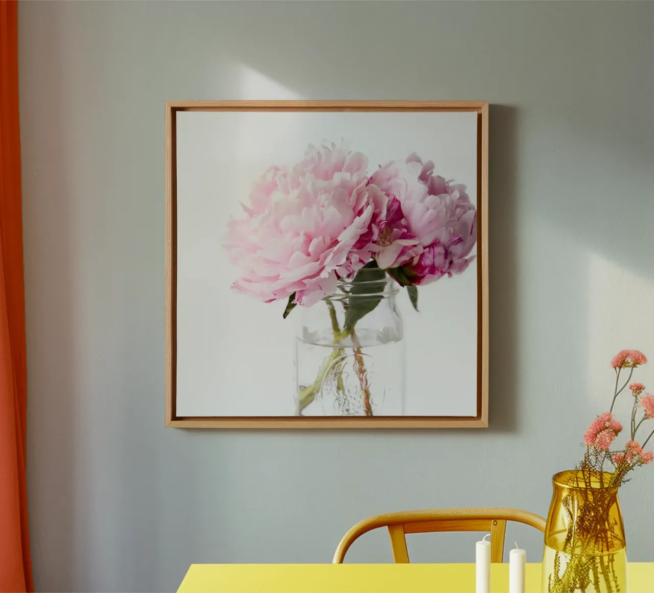 Peonie rosa tela con Cornice a cassetta da PhotoVibe Decor