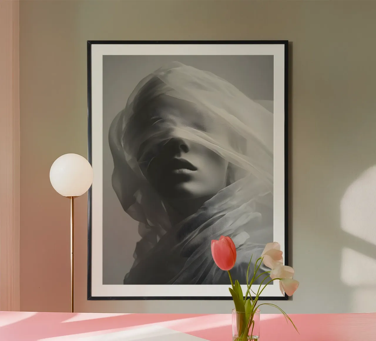 The Veil poster with wooden frame by Mononoir