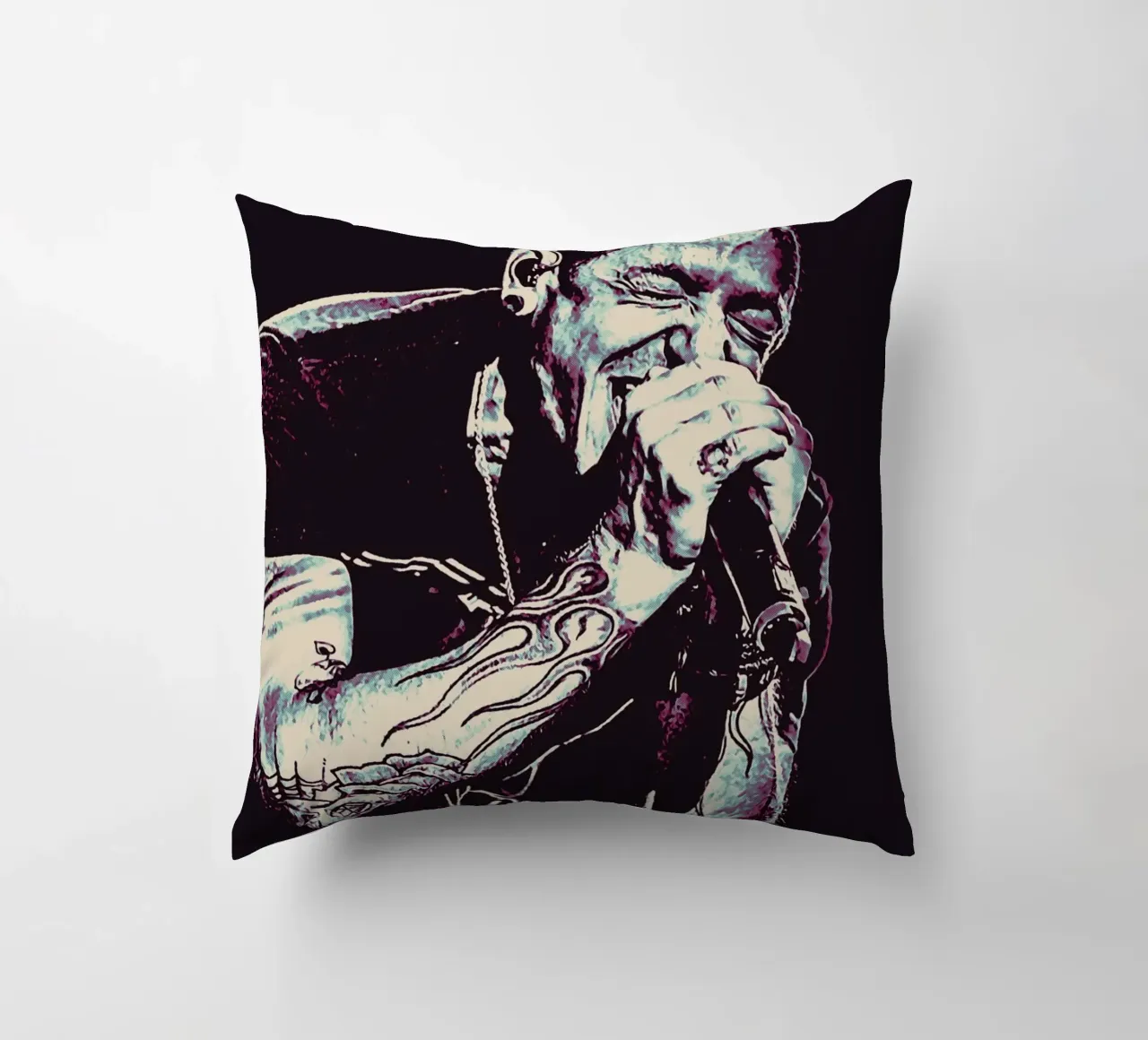 chester bennington scream 3 art cuscino da music soul